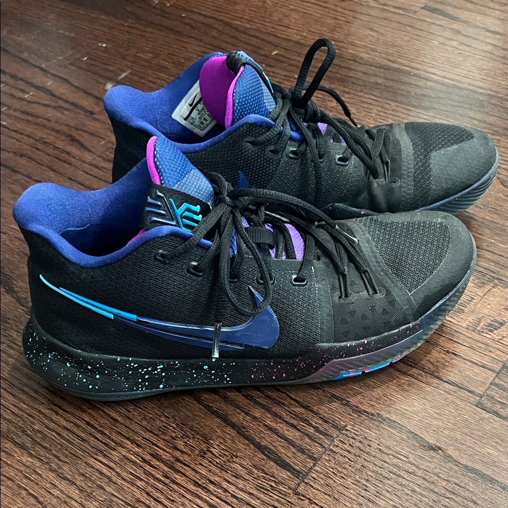 Nike Black Basketball Sneakers with Blue and Purple Accents